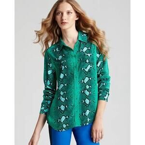 EQ Equipment Femme Diamondback Python Brett Luxe Silk Blouse Trendy Size Small